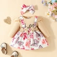 thumbnail image 3 of Infant Girls Outfits Long Sleeve Letter Print Romper Floral Skirt Headband Clothes Set, 3 of 8