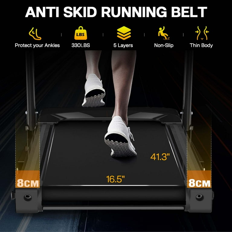 3.5HP Folding Treadmill With Incline - 330 Lb Capacity, Bluetooth App, 0.5-8.5 MPH For Home Use