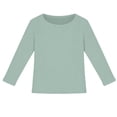 thumbnail image 3 of Shadoumai Girls Long Sleeve Shirts Ribbed Knit Draw Pleats Tops Slim Fit Crew Neck Cotton Undershirts Cute Sizes 5-14, 3 of 4