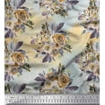 thumbnail image 1 of Soimoi Brown Cotton Jersey Fabric Leaves & Alba Rose Floral Printed Craft Fabric by The Yard 64 Inch Wide, 1 of 3