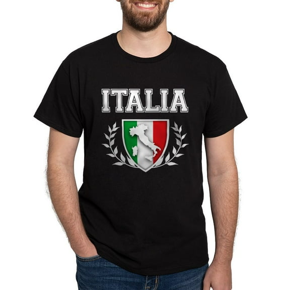 CafePress - Italian Flag Crest T Shirt - Men's Classic Graphic Cotton T-Shirt