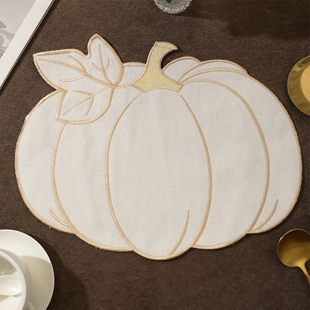 Todaioua Napperons Citrouille d'Automne Décorations de Table Intérieures Ferme Récolte Citrouilles Napperons Ronds pour Fête Cuisine Dîner
