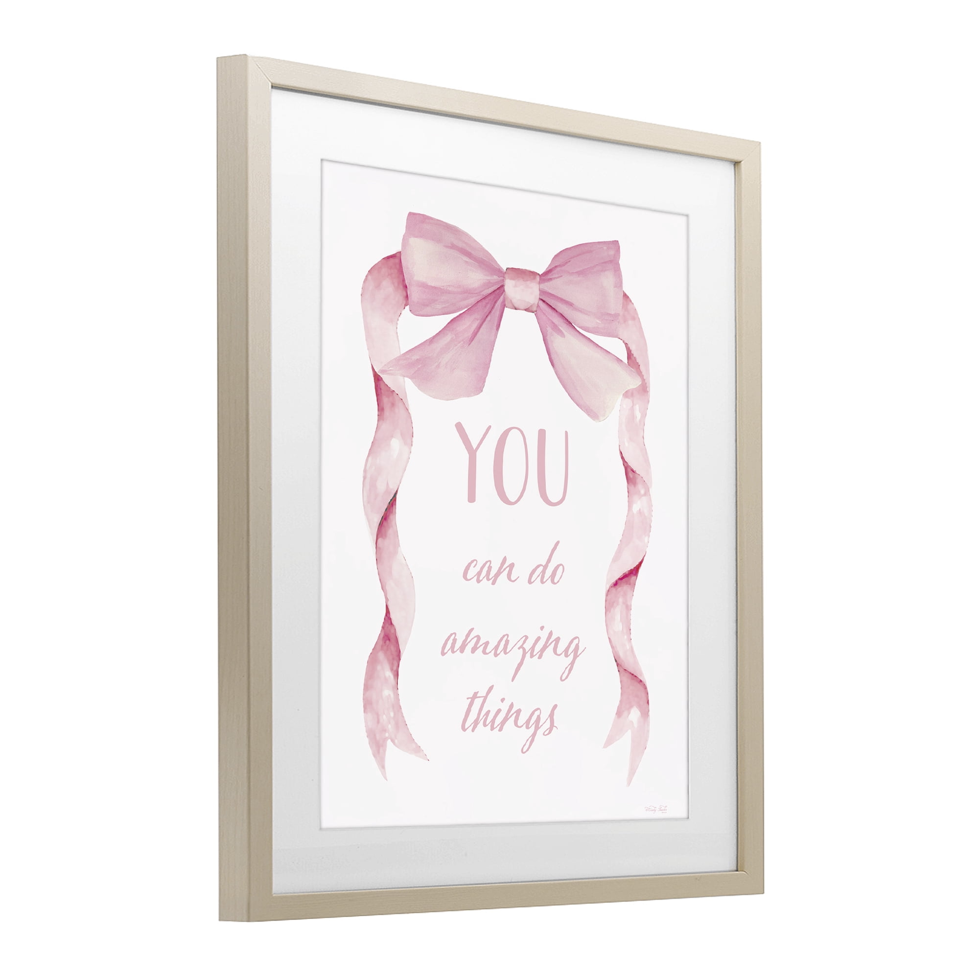 Stupell Industries Feminine Encouragement Ribbon Birch Framed Print Under Glass, design by Cindy Jacobs