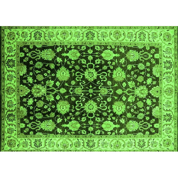 Ahgly Company Indoor Rectangle Oriental Green Traditional Area Rugs, 5' x 7'