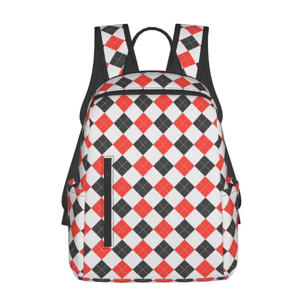 Easygdp Red and black argyle para Easygdp Yak - Mochila Casual Ligera y Resistente para Viaje y Senderismo para Hombres y Mujeres