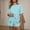 Bleu Clair, variante sur Elvqul Chandail à Enfiler pour Femmes et Shorts, Col Ras du Cou, Taille Élastique, Pyjama Léger Deux Pièces à Manches Courtes, Ensembles de Détente pour Adolescentes, Uni