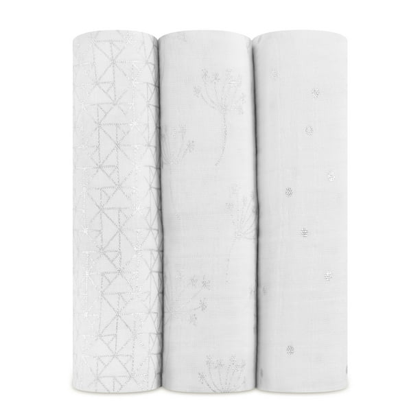 aden + anais metallic swaddle 3 pack, metallic silver deco Walmart