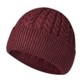 thumbnail image 3 of XIAOCHA Cable‑Knit Beanie for Women Knit Hats Casual Fall‑Winter Toque,Wine, 3 of 3