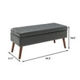 thumbnail image 6 of Gzxs Storage Ottoman Bench with Solid Wood Legs, 43.3"L x 17.7"W x 18.9"H, Tufted Upholstered End of Bed Bench, Load up to 300 lb, for Living Room, Bedroom, Entryway, PU Leather, Dark Gray, 6 of 10