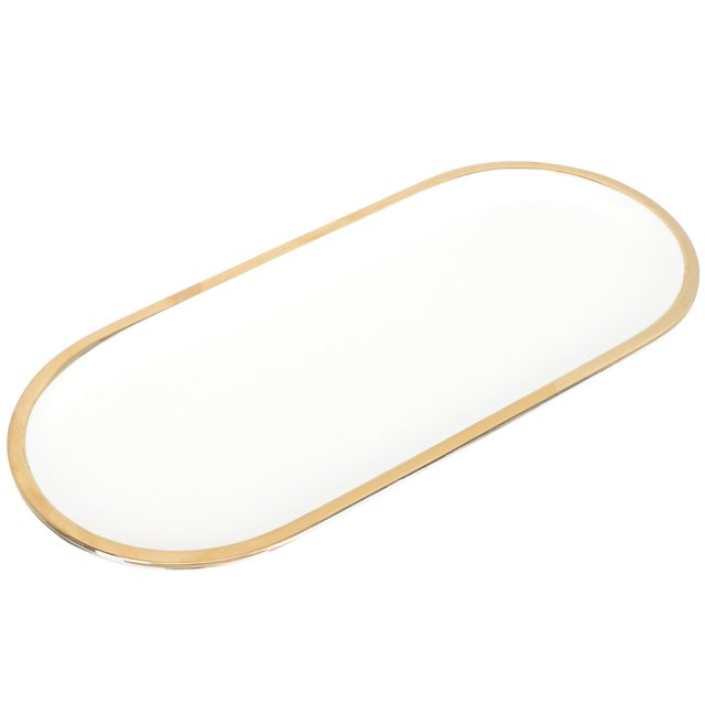 High-grade Jewelry Arrangement Tray Elegant Oval Charm Storage Plate Gold Rimmed Ceramic Tray