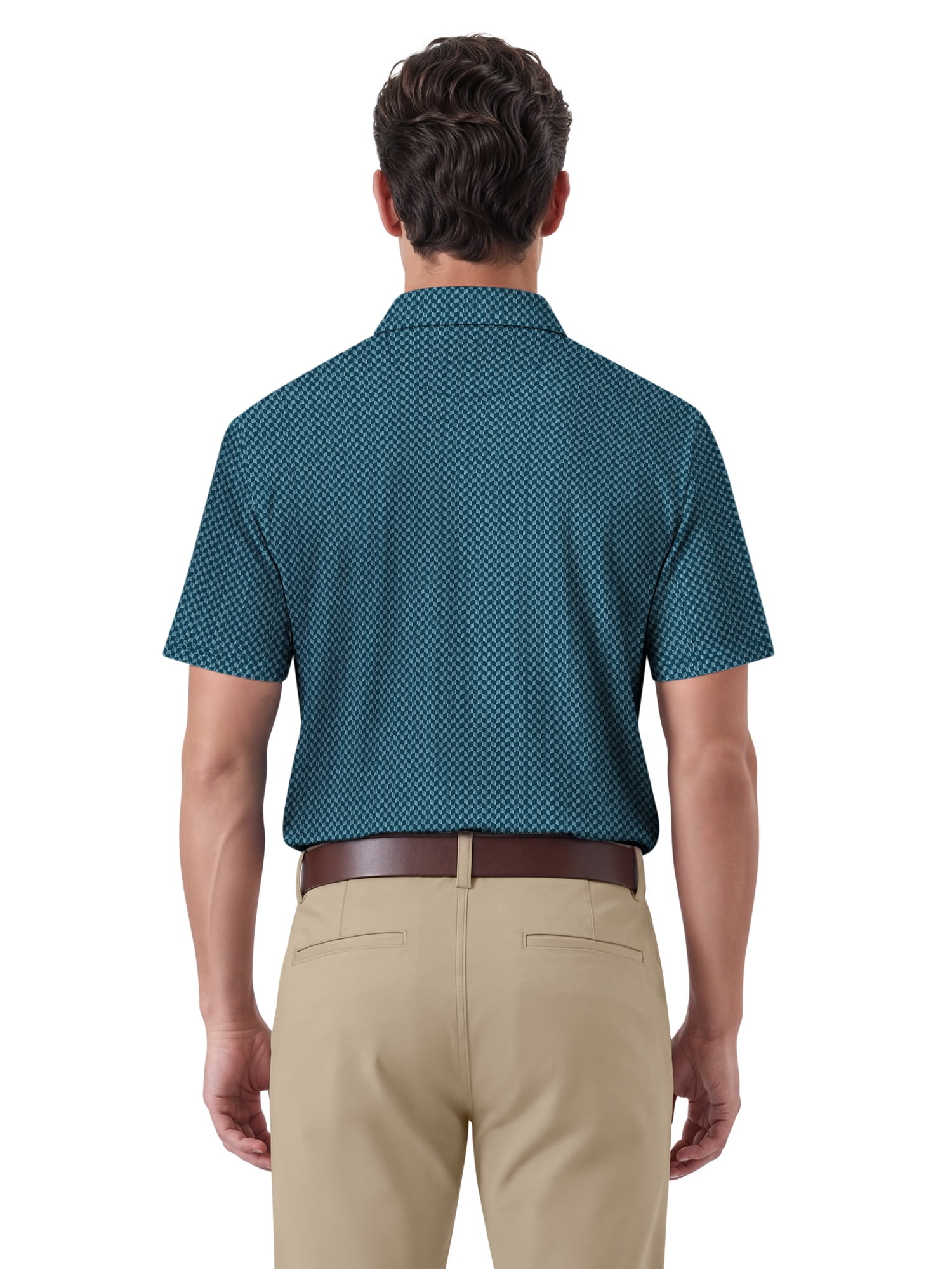 Ben Hogan Performance Men's & Big Men's Herringbone Print Short Sleeve Golf Polo Shirt, Sizes S-4XLT