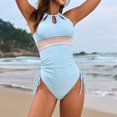 thumbnail image 5 of WAYUTE Womens One Piece Swimsuits Solid Color Patchwork Tummy Control Bathing Suits Fashion Swimsuit, 5 of 9