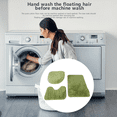 thumbnail image 6 of dwsnxt 3-Piece Bathroom Rug Set, Soft Plush Velvet Fleece with Memory Foam, Non-Slip Backing, Machine Washable, Quick Drying, Modern Black Design for Toilet, Shower Room, and Bath Mats Green, 6 of 8