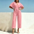 thumbnail image 5 of PNTUTB Women’s Fashion V-Neck Short Sleeve ASdjustable Strap Zipper Pockets Jumpsuit Pants, 5 of 7