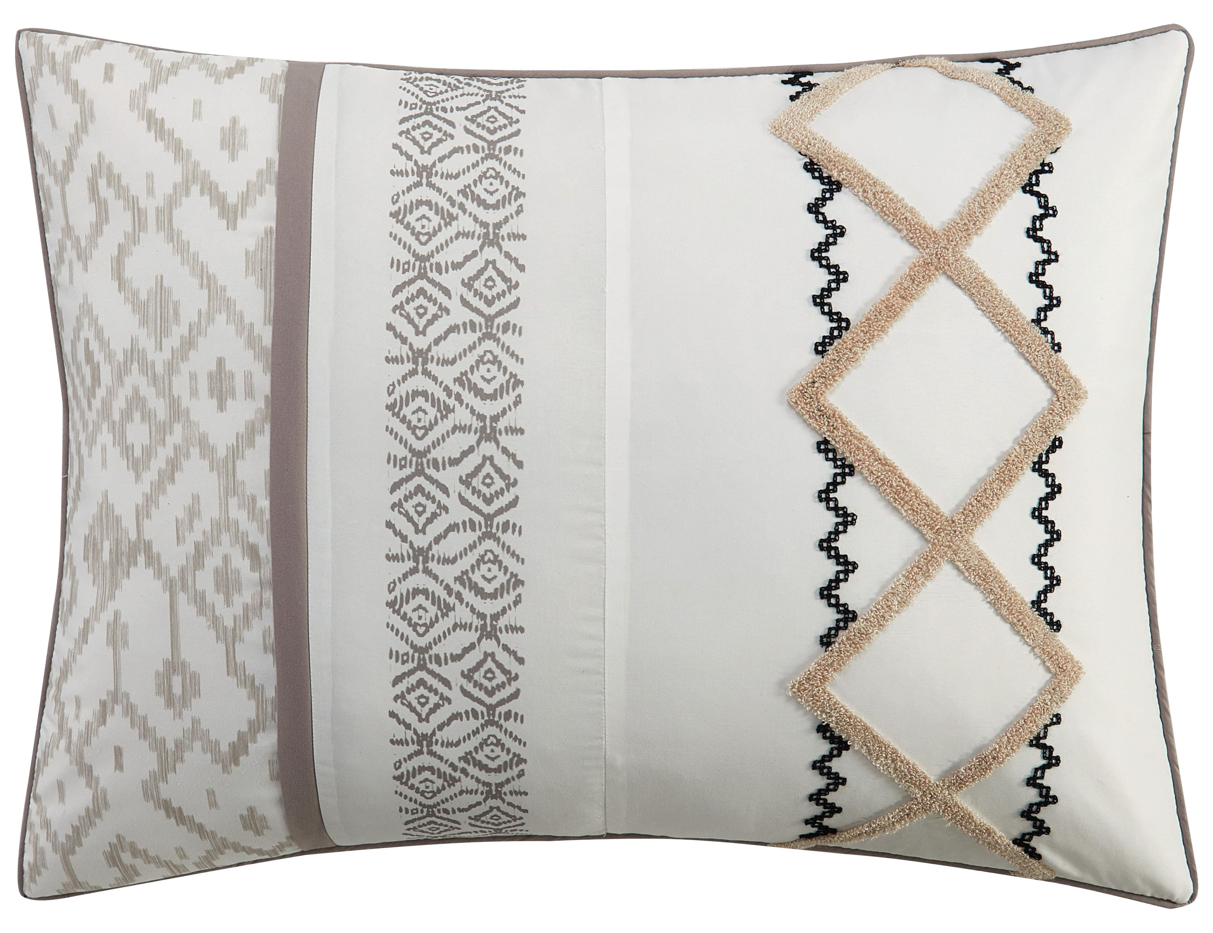 Nanshing Jamie 7 Piece Geometric Comforter Set, Taupe, King