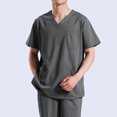 thumbnail image 2 of Playeras Cuello V Para Hombre, Conjunto De 2 Piezas De Camiseta De Manga Corta Con Cuello Redondo Y Pantalones Cortos Con Cordón Y Estampado De Letras Y Números, Adecuado Para El Verano, 2 of 6