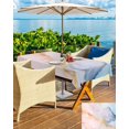 thumbnail image 4 of Pink Blue Marble Outdoor Tablecloth - 54x80 Inch Rectangle Dining Table Cover, Ink Painting Modern Abstract Waterproof Outdoor Table Cloth with Umbrella Hole & Zipper for Picnic/Patio/Party, 4 of 5