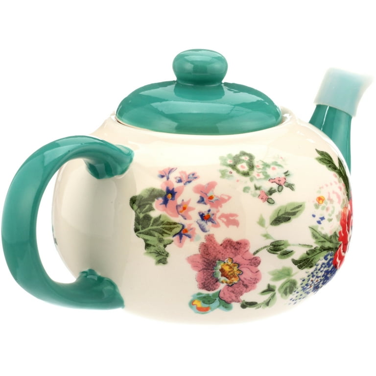 The Pioneer Woman Kari 2.4-Quart Tea Pot, Coffee Pot Tiffany Blue Florals