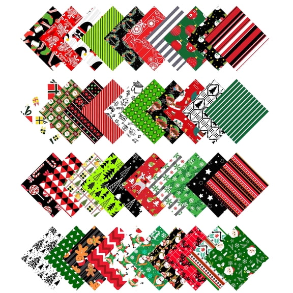 Soimoi Christmas Theme Print Precut 5-inch Cotton Fabric Quilting Squares Charm Pack DIY Patchwork Sewing Craft