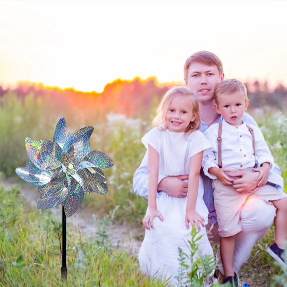Reflective Pinwheels, Extra Sparkly Pinwheels for Garden Decor, Pinwheels for Kids,Scare Birds Away from Garden Yard Patio Lawn Farm