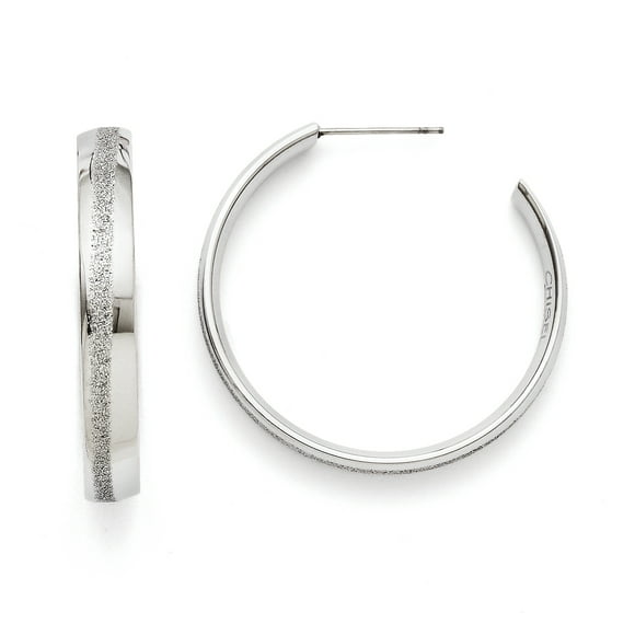Stainless Steel Laser Cut Post Hoop Earrings SRE685