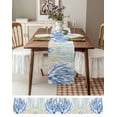 thumbnail image 3 of Boanket Coral Blue Green Beige Table Runner - 60 Inch Long, Kitchen Dining Table Runner Dresser Scarves, Summer Coastal Ocean Plant Farmhouse Decor for Coffee Tables Wedding Party Banquet, 3 of 8