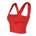 thumbnail image 4 of HBFAGFB Débardeurs Femme Mode Coupe Ajustée Col Carré Sans Manches T-Shirt Polyvalent Gilet Rouge Taille TP, 4 of 6