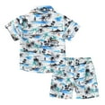 thumbnail image 4 of WOYY Summer Boys Hawaii Beach Outfits Tropical Print Short Sleeve Button Down Shirt Shorts Set for Kids, Sizes 1-8, 4 of 4