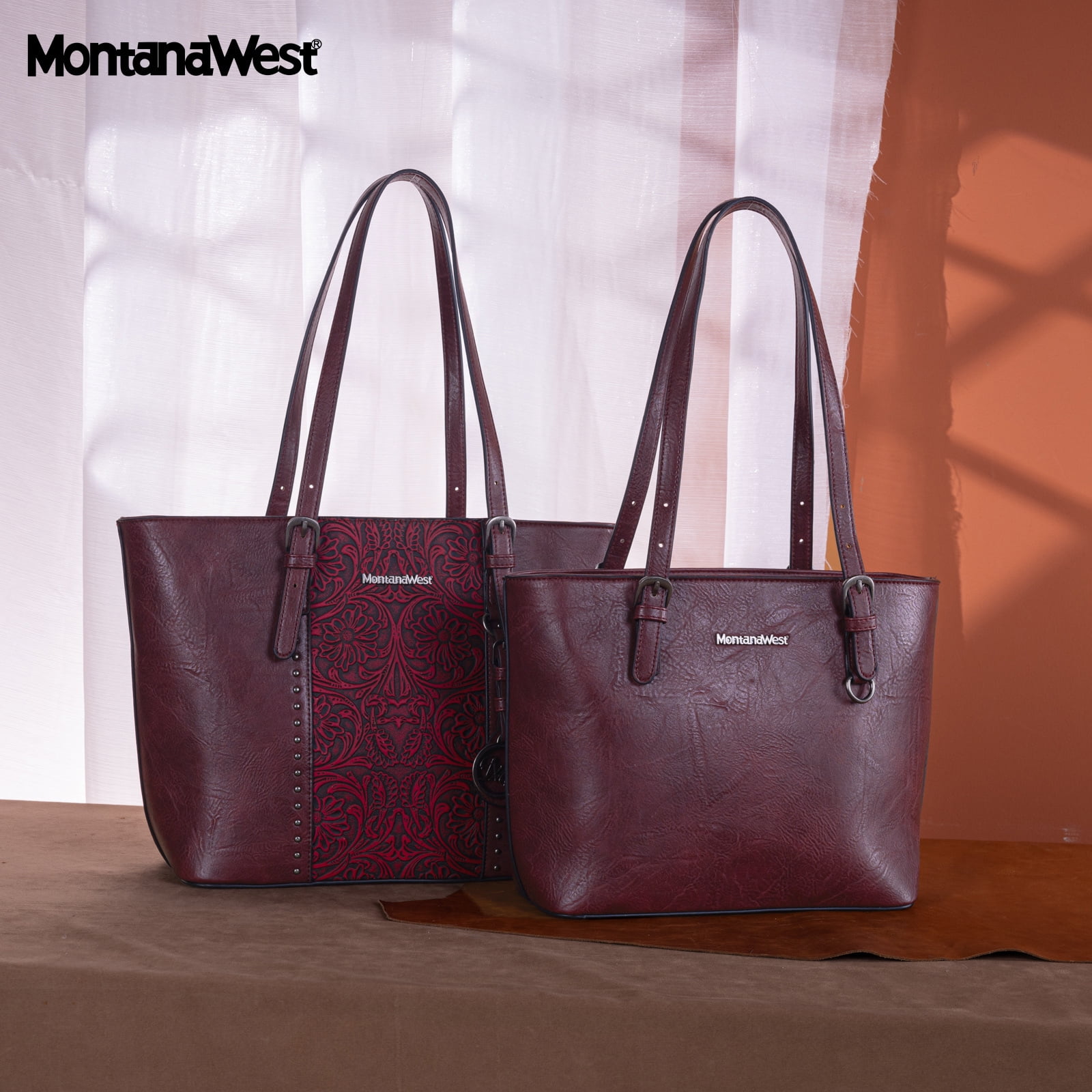 Montana West Tote Bag for Women Large Purse and Handbags Set Embossed Collection Purse 2Pcs Set
