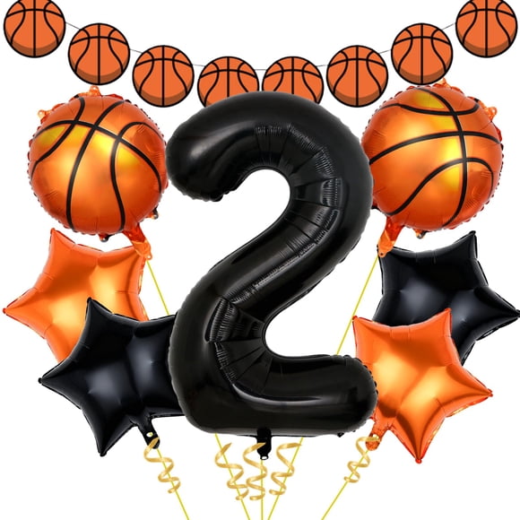 Globos con números de baloncesto de 40 cm para decoración de fiesta de segundo cumpleaños