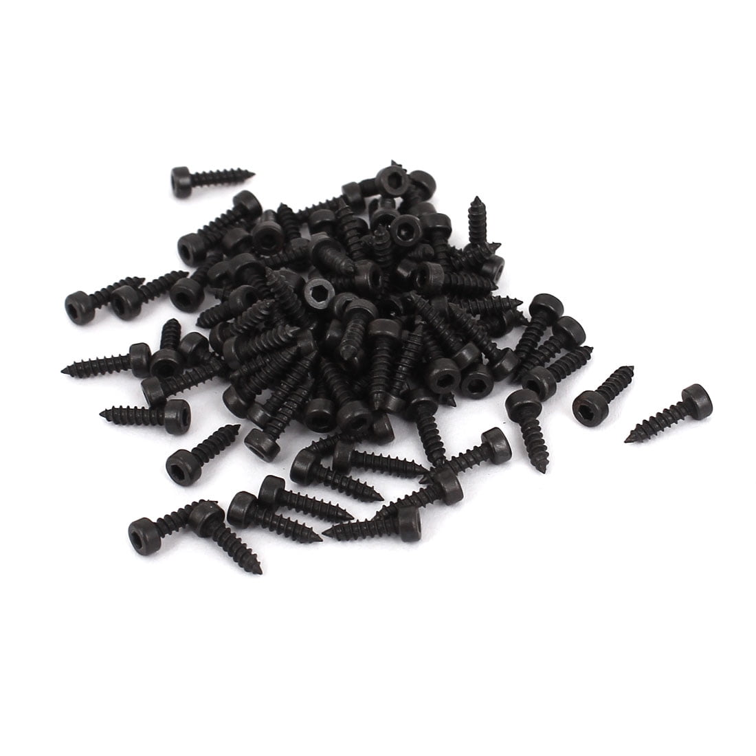 Uxcell 2mm x 8mm Threaded Carbon Steel Hex Head Self Tapping Screws Black (100pack)
