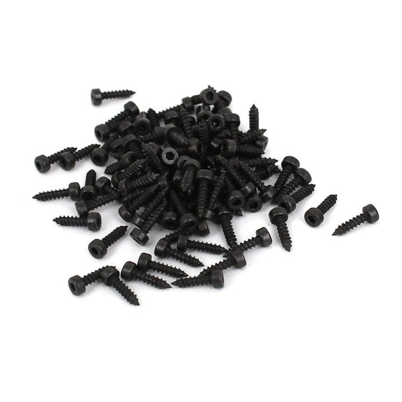 Uxcell 2mm x 8mm Threaded Carbon Steel Hex Head Self Tapping Screws Black 100 Pack