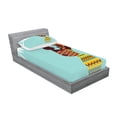 thumbnail image 2 of Ambesonne Retro Fitted Sheet & Pillow Sham Set, Mother, Twinxl, Turquoise Marigold, 2 of 2