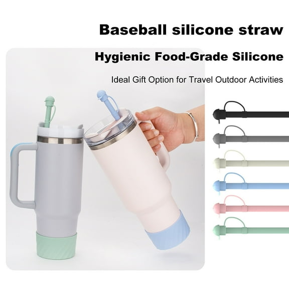 Eoperou Silicone Straw Set - 1/6Pcs for 30/40oz Tumblers, Reusable Straws with Covers, Food-Grade Easy Clean