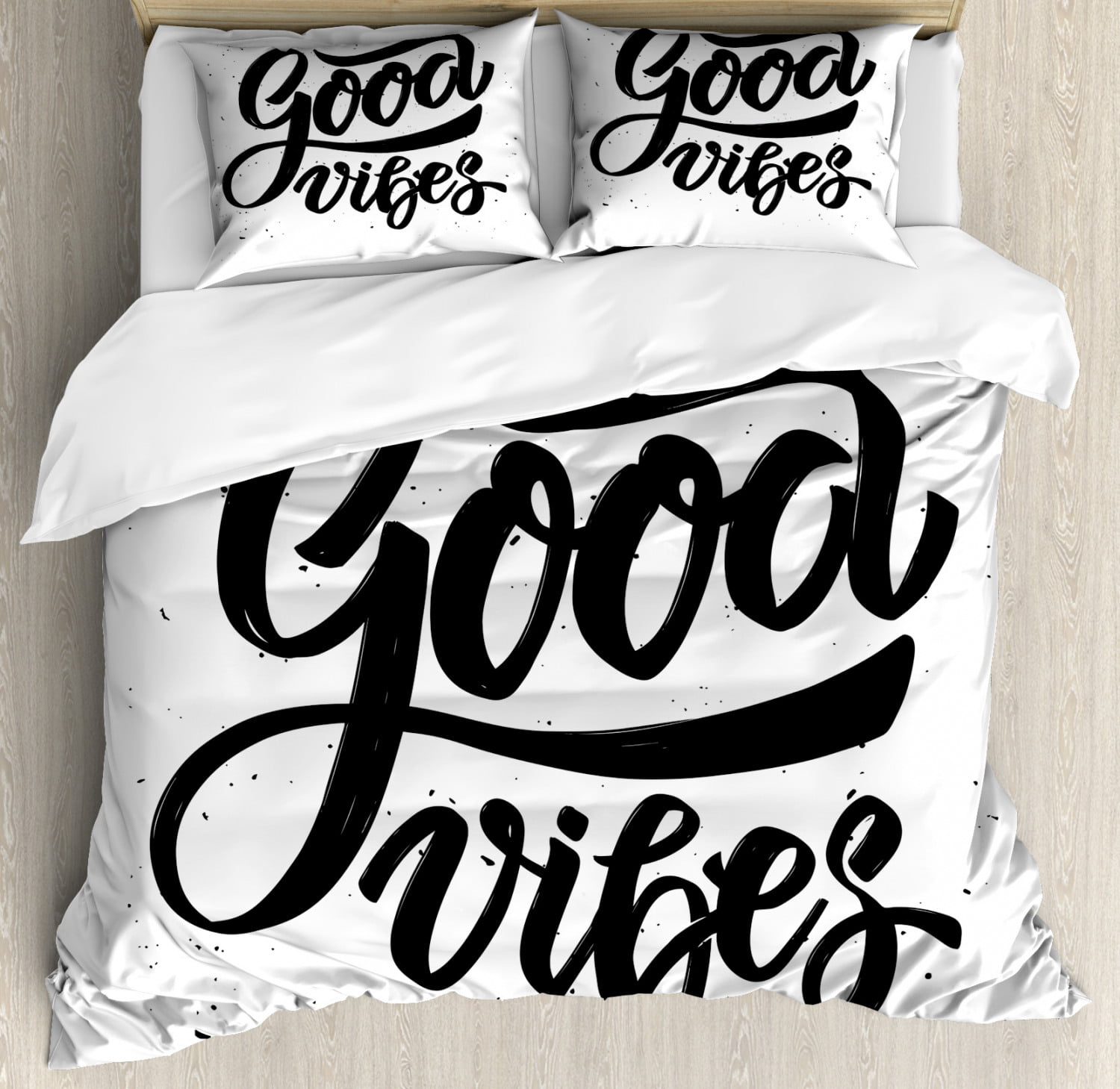 Good Vibes Only Slogan Duvet Cover with Pillow Case Quilt Cover  Double King 