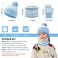 thumbnail image 6 of Vbiger 3pcs Kids Winter Hat Gloves Scarf Set, Girls Jacquard Style Fleece Lined Set, Blue, 6 of 7