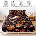 thumbnail image 5 of Twin XL Size Fitted Sheet Set - Pumpkins Fall 2 Piece Bedding Sets 16" Deep Pocket Fitted Sheet with 1 Pillowcases, Thanksgiving Maple Leaves Mushroom Black Brushed Microfiber Hotel Luxury Bed Sheets, 5 of 9