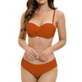 thumbnail image 1 of YUTK Womens Bathing Suits - Women Solid Color Sexy Backless Strap Bikini Swimsuit Orange Xl, 1 of 3