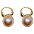 thumbnail image 2 of Eosunjian 1 Pair Hoop Earrings Elegant Temperament Minimalist Geometric Electroplating Decorative Gift Women Faux Pearl Dangle Earrings Eardrop Jewelry Fashion Accessory Pink, 2 of 13