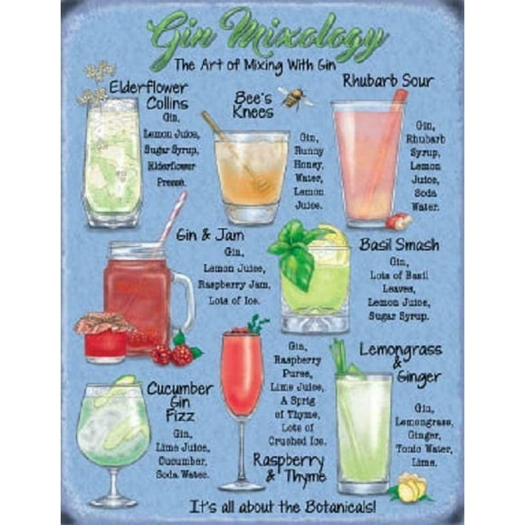 Size: 16" x 12" Vintage Cocktail Recipe Menu Theme Retro Wall Decor Sign Bar Dining Room Living Room Kitchen GarageMetal Tin Sign