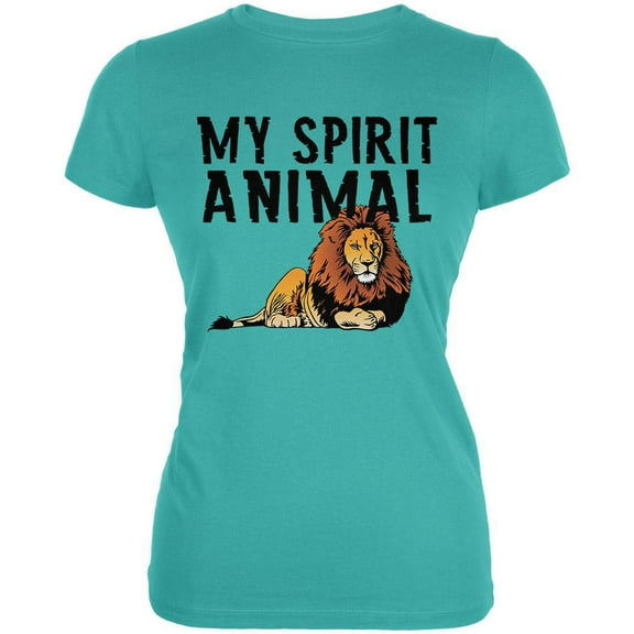 My Spirit Animal Lion Teal Juniors Soft T-Shirt - Large