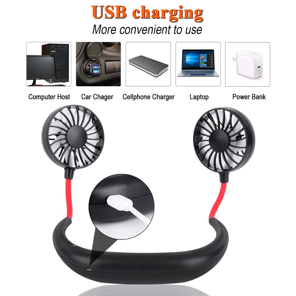 NEW Portable Desk Mini USB Rechargeable Fan Cooling Air Neck Hanging Cooler Fan
