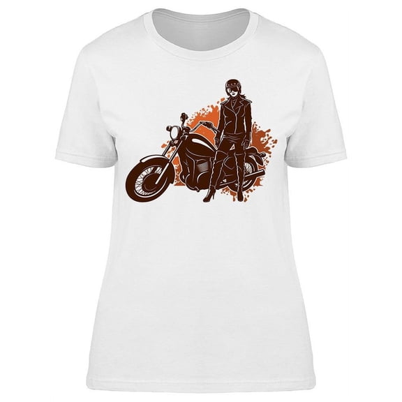 Lady With A Motorcycle T-Shirt Women -Image by Shutterstock, Female Small