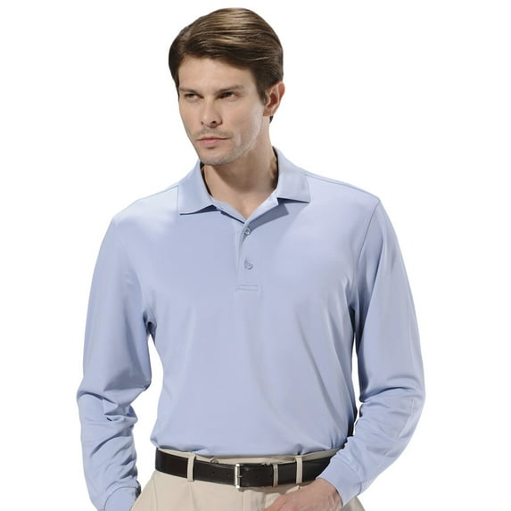 Monterey Club Men's Pique Long Sleeve Solid Golf Polo Shirt #1051