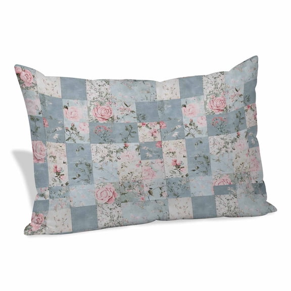 Blue Pink Botanical Pillow Covers 24"x36", Spring Floral Vintage Soft Brushed Microfiber Breathable Throw Pillow Covers, Decorative Pillowcase with Zipper for Couch Sofa Bedroom Living Room
