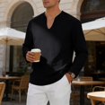 thumbnail image 4 of Men's Cotton Linen V Neck Shirt Casual Long Sleeve Solid Color Summer Beach Tops, XL, 4 of 4