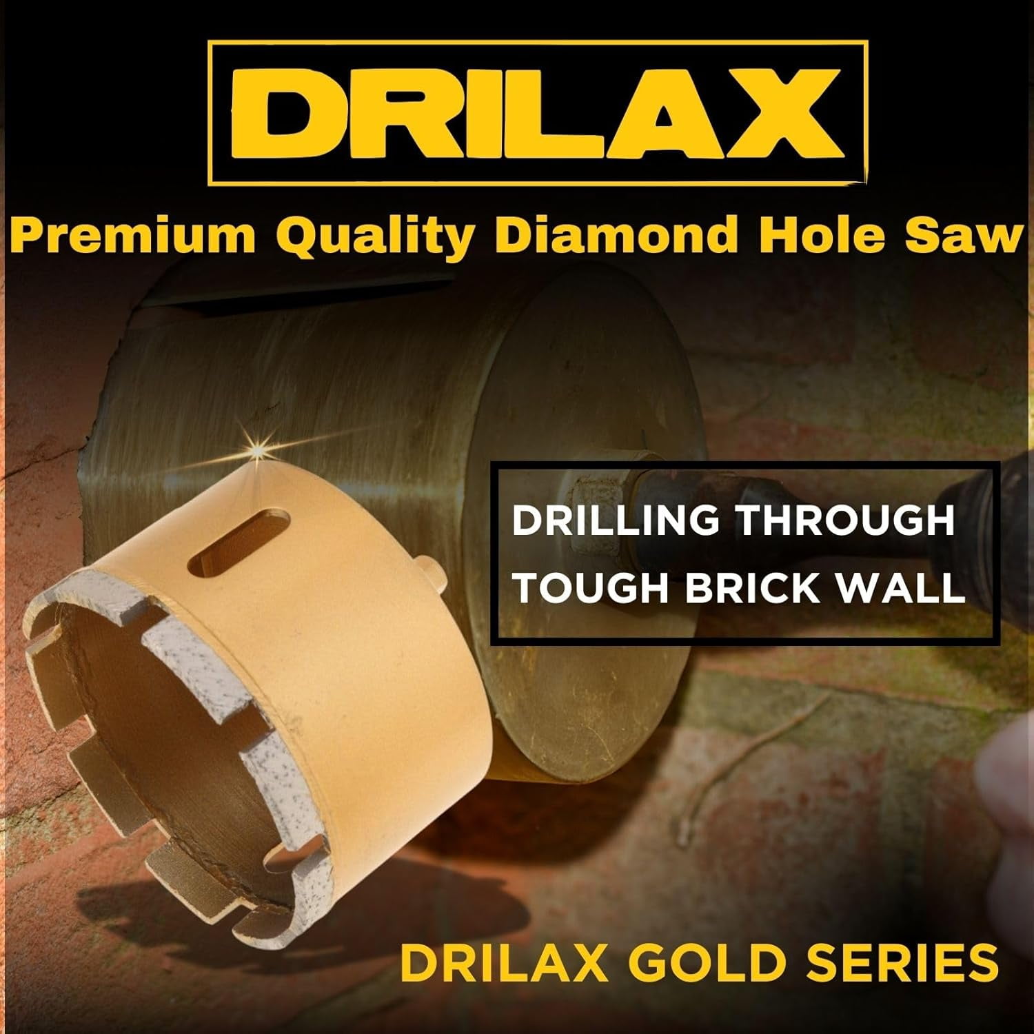 DRILAX 4 inch Diamond Hole Saw Drill Bit Heavy-Duty for Concrete Brick Masonry Block