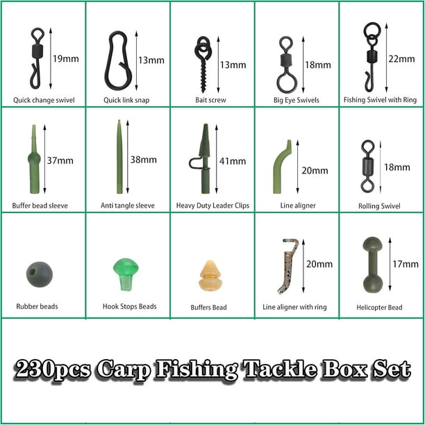 OROOTL 230pcs Carp Fishing Tackle Box Kit Carp Fishing Rigs Making