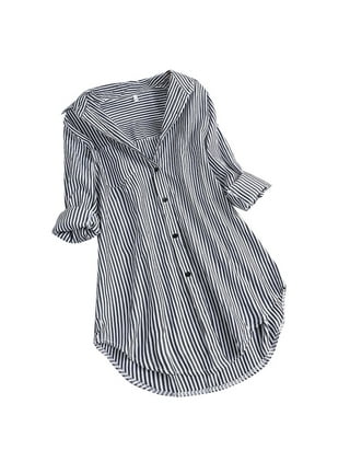 RYRJJ Womens Button Down Shirts Striped Classic Long Sleeve
