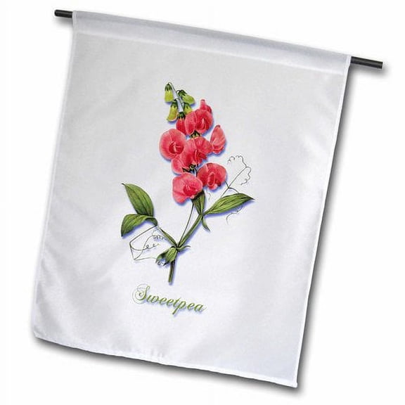 3dRose, Red Vining Annual Sweetpea Botanical Print, 18 x 27 inch Garden Flag